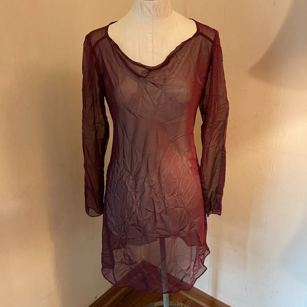 Vintage 90s HUGO BUSCATI Sheer Gothic Shimmery Bias DRESS 8